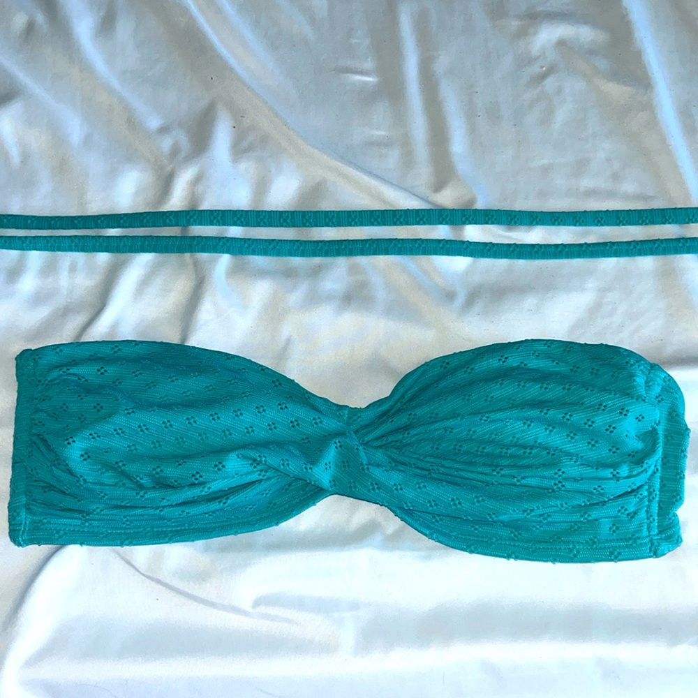 Bandeau Teal Bikini Top with optional straps‎ Womens Medium (8/10)